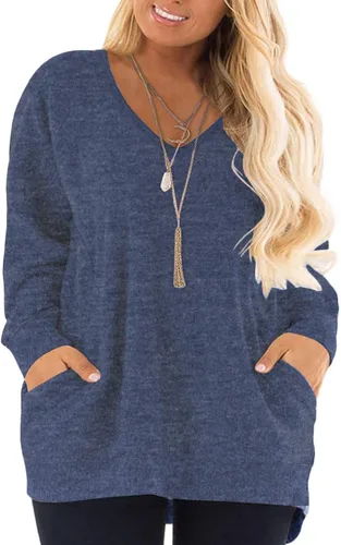 Vista 10 de DOLNINE Sudaderas de talla grande para mujer, con bloques de color, manga larga, con bolsillo 01_ negro