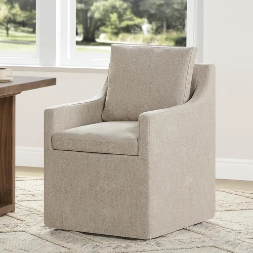 Vista 17 de KISLOT Upholstered Dining Chairs Set of 1 with Casters, Cream