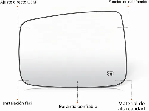 Vista 6 de Espejo lateral izquierdo de repuesto para Dodge Ram 1500 2500 2009-2010, para Ram 1500 2500 2011-2018, lentes de espejo calefactables de repuesto