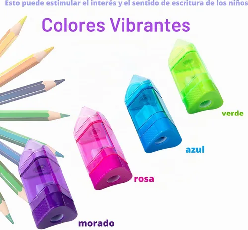 Vista 5 de 20 sacapuntas manuales con borrador, 2 en 1, sacapuntas de mano