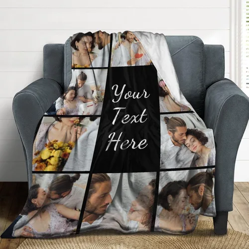 Vista 4 de D-Story Manta personalizada con fotos con cualquier texto - Mantas con imágenes personalizadas para Navidad, cumpleaños, regalos para parejas