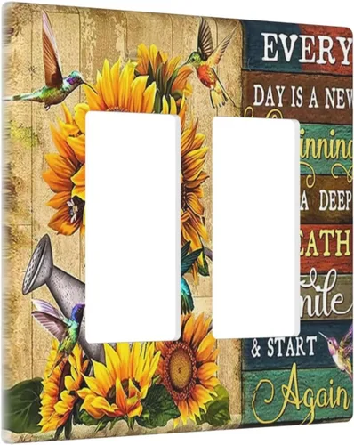 Vista 94 de Cubiertas Decorativas para Placas de Interruptor Diente de León Azul Rústico Citas Inspiradoras Casa de Campo Tablón de Madera Gris 1 Gang Cubierta