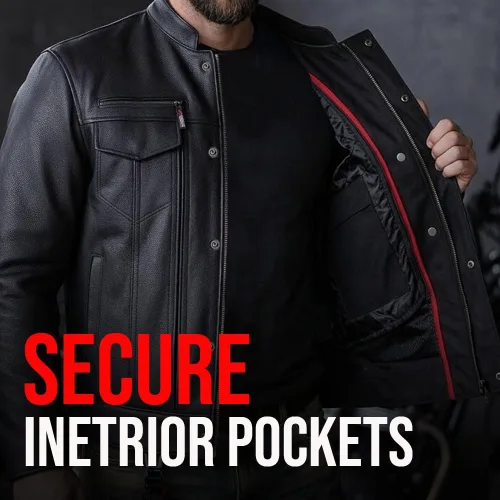 Vista 8 de COMMUTER - Chaqueta de motocicleta para hombre, piel de búfalo premium, armadura CE, bolsillos utilitarios, Street Cruiser Motorbike Biker Negro