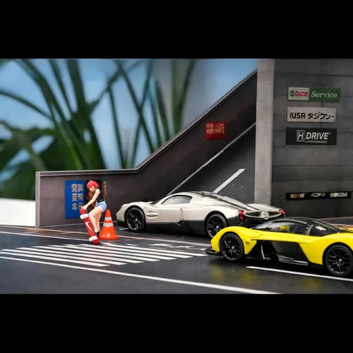 Vista 2 de Vitrina para Hot Wheels: Diorama de garaje de coche de juguete con luces Negro