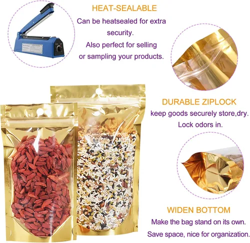 Vista 2 de Paquete de 100 bolsas a prueba de olores con ventana frontal transparente, 4 x 6 pulgadas, bolsas resellables de almacenamiento de alimentos, bolsas