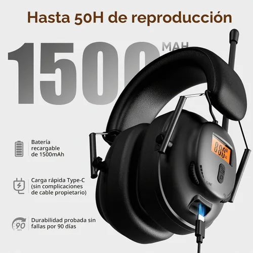 Vista 3 de AM FM Bluetooth Radio Headphones Safety Earmuff Hearing Protection Headset