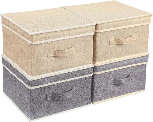 Vista 11 de Organizador de Cubos de Almacenamiento Contenedor 10.5" x 10.5" x 11" Cajas Grandes Canasta de Tela con Asas para Organizar Estantes Armario Ropa