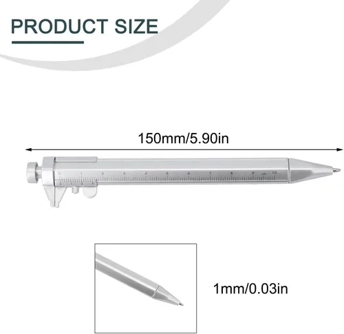 Vista 8 de Multifunctional Pen With Caliper Ruler Gel Ink Retractable Writing Tool For Office School Blue Refill(Black refill)