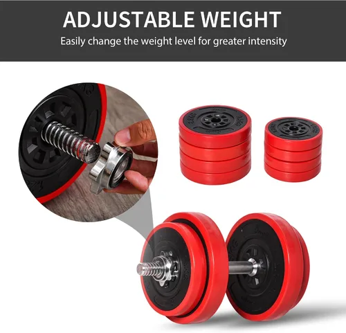 Vista 6 de Soozier Adjustable Dumbbell Set, Convertible to Barbell Weight Set for Home Gym Women and Men Weight Lifting Training.