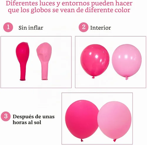 Vista 6 de Kit de arco de guirnalda de globos rosados, 145 globos de oro rosa intenso con globos de confeti para decoración del día de la madre, cumpleaños