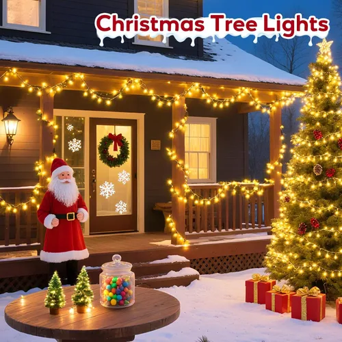 Vista 9 de Hishine Luces de Navidad de 49 pies, 1000 luces LED para exteriores, tira de luces para interiores, 8 modos, impermeable, enchufable, luz de árbol