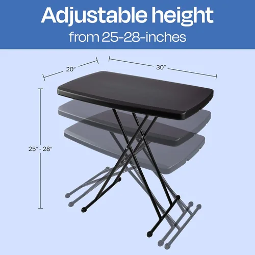 Vista 3 de Lavish Home Mesas plegables portátiles, escritorio plegable portátil ligero con altura ajustable, pequeña mesa de plástico para bandeja de TV, Negro