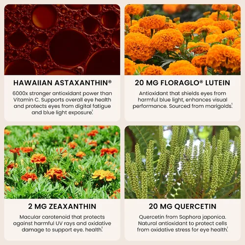 Vista 4 de EyeAstin, BioAstin Astaxantina hawaiana con luteína y zeaxantina, apoya la salud ocular de forma natural, 60