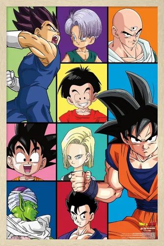Vista 7 de Trends International Dragon Ball Z - Póster de pared con cuadrícula, 22.375 x 34 pulgadas, versión enmarcada de madera de granero