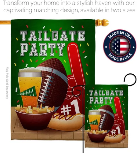Vista 4 de Bandera de casa de juego para portón trasero, fútbol deportivo, fútbol americano, equipo estadounidense, Super Bowl, actividades de entretenimiento