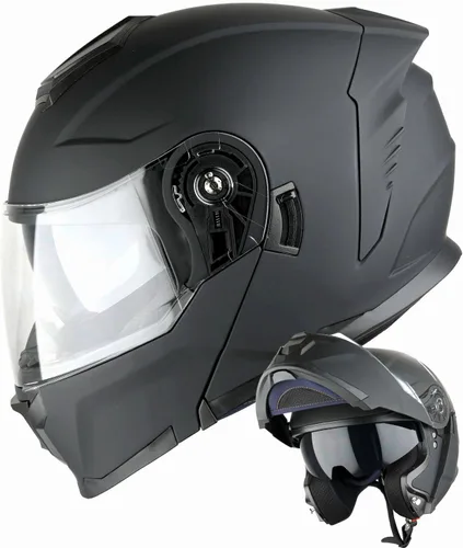 Vista 11 de 1Storm Casco modular de motocicleta para calle con doble visera abatible, protección solar de cara completa HJK920