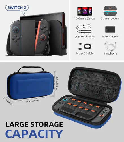 Vista 59 de TiMOVO Carrying Case for Nintendo Switch 2 (2025), Large Capacity Protective Hard Shell Portable Travel Case Pouch for Switch 2, with 10 Game Card