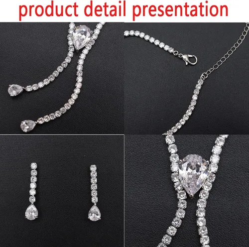 Vista 4 de Collar con colgante de circonita cúbica para niñas y mujeres collar de letras delicadas para mujeres y niñas conjunto de joyas para mujeres