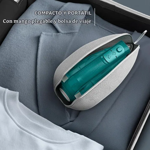 Vista 3 de Rowenta Mini plancha de viaje DUAL voltaje 120-240 para ropa verde DA1610
