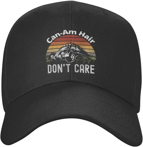 Vista 3 de Can Am Hair Don't Care Baseball Hat Adjustable Solid Color Curved Peaked Cap Unisex Black