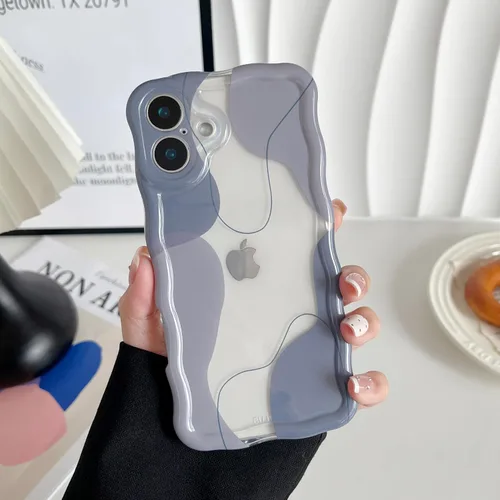 Vista 60 de DEFBSC Funda para iPhone 15 con bonito diseño ondulado, color negro