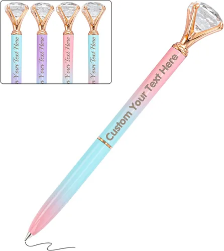 Vista 30 de 12 bolígrafos de diamante con bolígrafo personalizado de cristal a granel grabados personalizados con nombre bolígrafo de tinta negra para boda