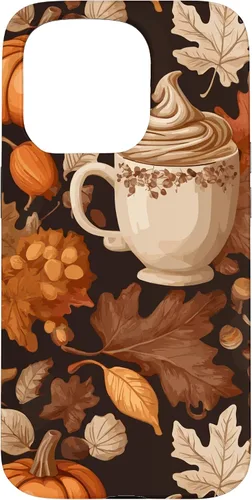 Vista 14 de Warm Autumn Stylish Coffee Cup Design - Fall Leaves Pattern Case for iPhone 17
