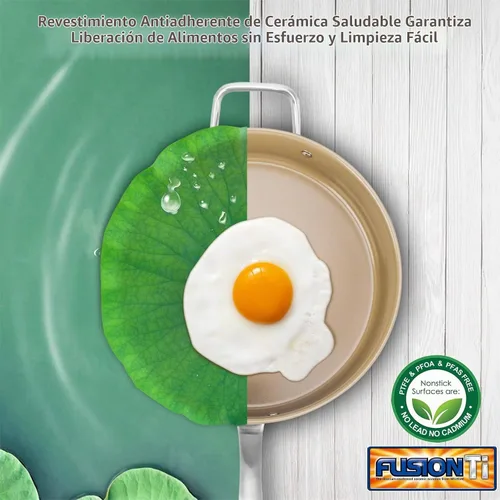 Vista 2 de duxtop Sartén antiadherente de cerámica con tapa, sartén profunda de 5.5 Marrón