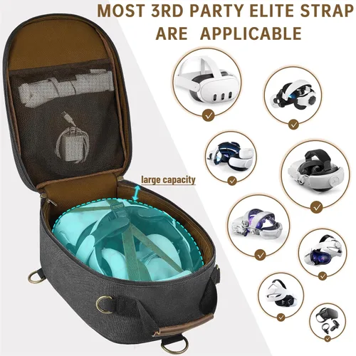 Vista 2 de SMRITI Hard Carrying Case Compatible with VR Headsets Virtual Reality and Touch Controllers Accessories, Large Portable Protection Backpack for