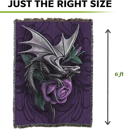 Vista 4 de Pure Country Weavers Anne Stokes - Manta de belleza de dragón de la colección Age of Dragons – Manta de fantasía para regalo tejida de algodón