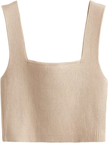 Vista 6 de Verdusa Camiseta corta sin mangas con cuello cuadrado para mujer Azul (Dusty Blue)