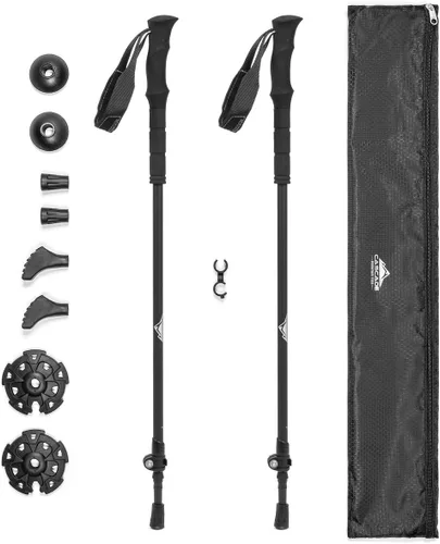 Vista 8 de Cascade Mountain Tech - Bastones de senderismo de fibra de carbono, bastones para caminar o hacer senderismo con seguros ajustables rápidos