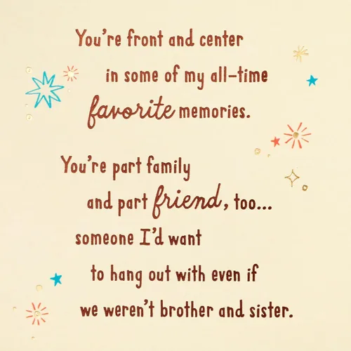 Vista 3 de Hallmark Tarjeta de cumpleaños para hermano de hermana (Cheers to You)