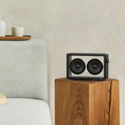Vista 7 de JAYINE Altavoz Bluetooth portátil de casete, altavoces minimalistas de 16 W, Bluetooth inalámbrico potente, sonido potente HD y amplia Negro