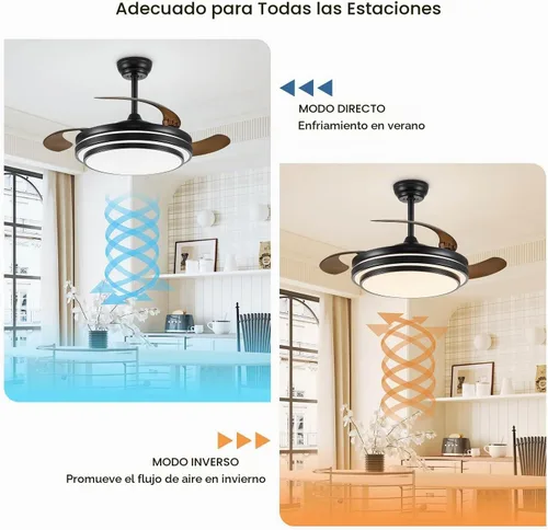 Vista 4 de FIDGRA Ventilador de Techo Fandelier de 42 Pulgadas con Luz, Ventilador de Techo Retráctil con Luces para Dormitorio, Sala de Estar, Comedor