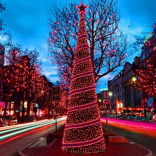 Vista 6 de Guirnalda de luces solares para exteriores, impermeables, 33 pies, 100 luces LED solares, 8 modos, luces solares de Navidad para patio, árbol