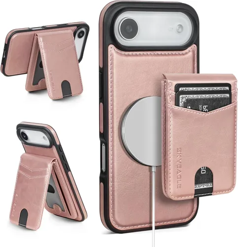 Vista 105 de SkyEagle - Funda tipo cartera compatible con MagSafe para iPhone 11, color negro Detachable Magnetic Credit Card Holder,RFID Blocking,PU