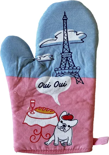 Vista 2 de Oui Oui - Guante de horno de bulldog francés, divertido guante de cocina para cachorros, amantes de los animales, ropa de cocina divertida