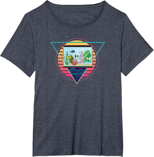 Vista 28 de Futuristic Fish Tank Synthwave Vaporwave Aquarium Aesthetic T-Shirt Negro