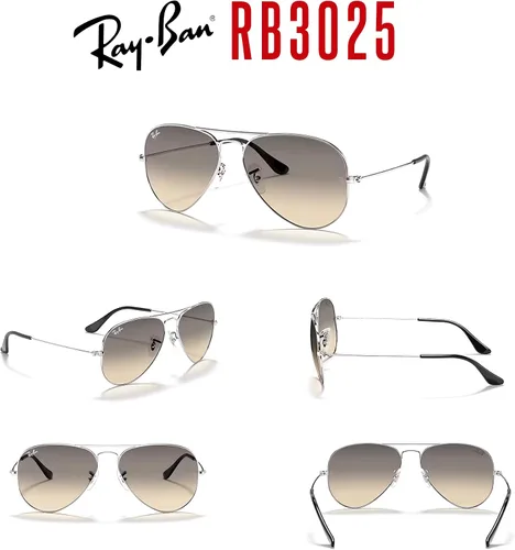 Vista 10 de Ray-Ban RB3025 - Lentes de sol de aviador de metal para hombre y mujer + paquete con kit de cuidado de gafas iWear de diseñador