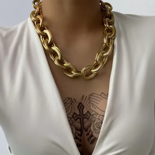 Vista 7 de MJartoria Collar de oro en capas para mujer, chapado en oro de 14 quilates, collar de cadena delicada, cadena de serpiente, cadena de clip