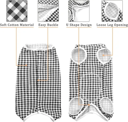 Vista 2 de Kuoser - Traje de recuperación quirúrgica para perros y gatos, camiseta para mascotas después de la cirugía para perros, traje de recuperación Rosa