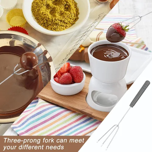 Vista 2 de Juego de 2 cucharas decorativas de dibujo, 3 piezas de herramientas de inmersión de caramelo, juego de cucharas de tenedor de chocolate de acero