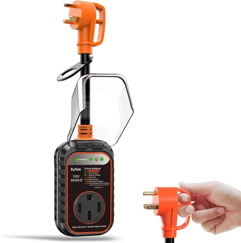 Vista 12 de EyGde Adaptador RV de 30 amperios a 50 amperios con protector de sobretensiones, NEMA TT-30P macho a enchufe hembra 14-50R, analizador de circuitos