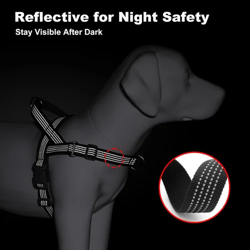 Vista 7 de Arnés sin tirones para perro con asa, ajustable, de malla suave, acolchado, reflectante, arnés para caminar con clip frontal para perros pequeños