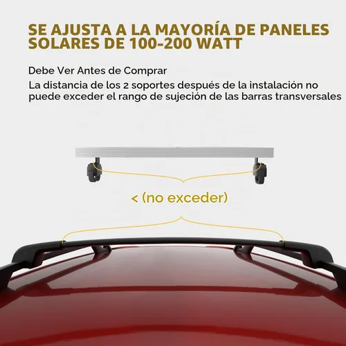 Vista 3 de Kit de montaje en cangrejo para panel solar BougeRV para autos con barras transversales, abrazaderas de techo para portaequipajes se ajusta a
