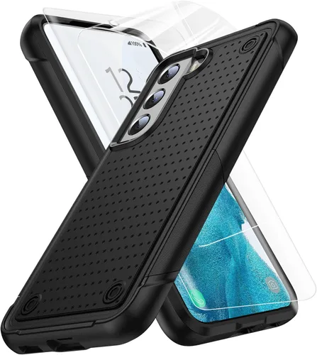 Vista 77 de Jeylly Funda para Samsung Galaxy S10 Plus S10+, ajuste delgado, doble capa, resistente, absorción de golpes, TPU con carcasa trasera de Negro