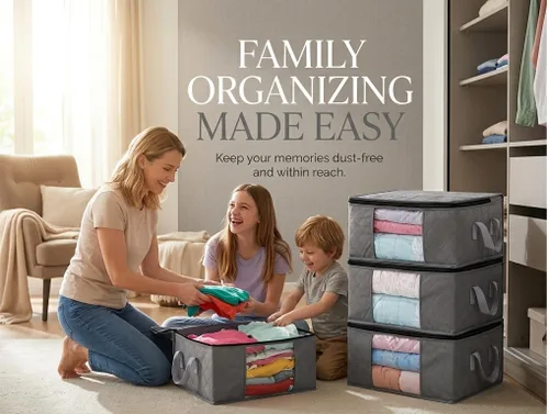 Vista 9 de Contenedores de almacenamiento para ropa, bolsas de armario, contenedores de 35 L, cajas organizadoras de ropa para organizar mantas, sábana