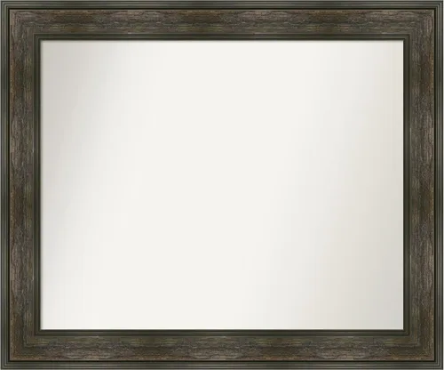 Vista 147 de Amanti Art Espejo de baño marrón para sobre fregadero, 26 x 26 pulgadas, espejo de tocador cuadrado marrón rústico Alexandria, marco de madera