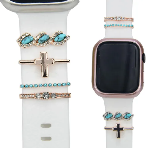 Vista 12 de Abrazaderas de Correa de Reloj - Anillos Decorativos Compatibles con Correas de Cuero de Silicona para Apple Watch - Accesorios de Correa Deslizante